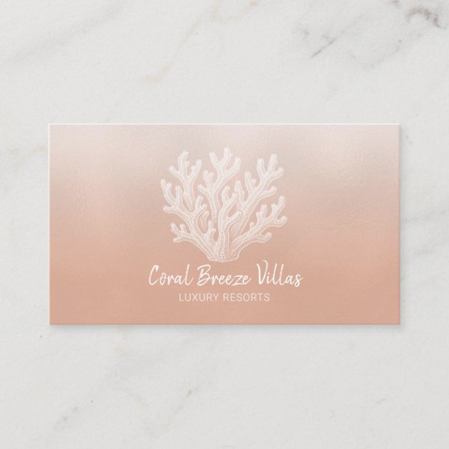 Carte De Visite Sea Coral Silhouette | Lt Coral Business Card (Devant)