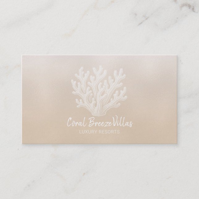 Carte De Visite Sea Coral Silhouette | Lt Sand Pearl Business Card (Devant)