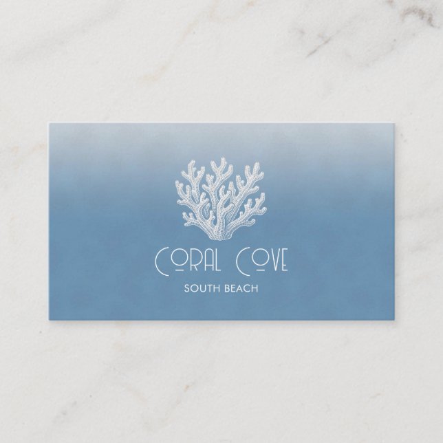 Carte De Visite Sea Coral Silhouette | Ocean Blue (Devant)