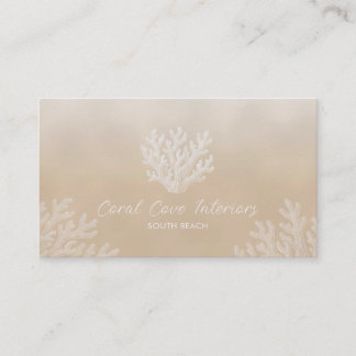 Carte De Visite Sea Coral Silhouette | Sandy Pearl Business Card