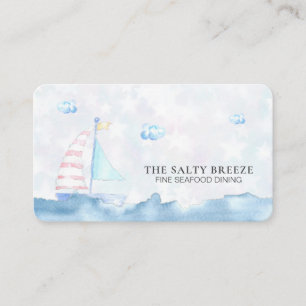 Carte De Visite *~* Sea Pastel Bateau à voile Dîner fin QR Beach
