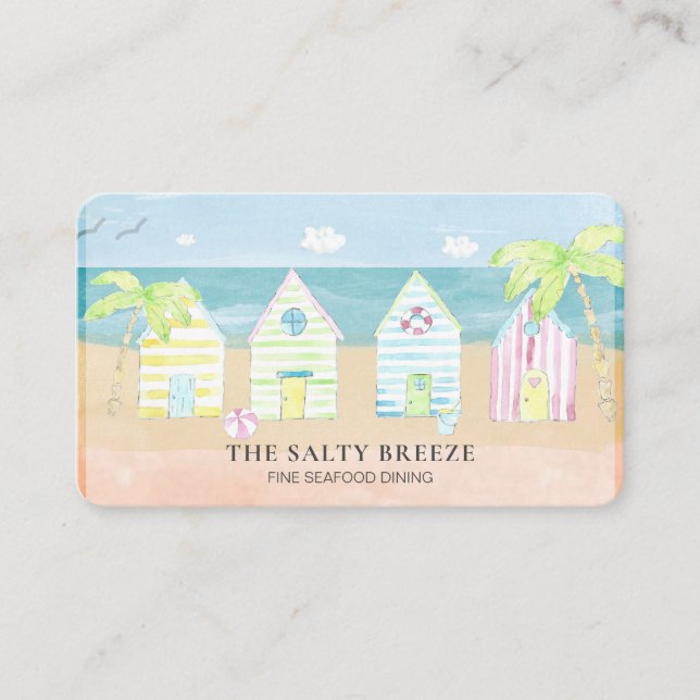Carte De Visite *~* Sea Shacks Sand Bucket Palm Dining Beach  (Devant)