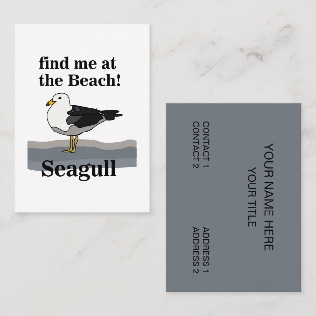 Carte De Visite Seagull Me Trouve À La Plage Drôle (Devant / Derrière)