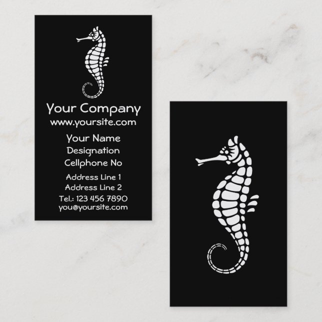 Carte De Visite Seahorse White (Devant / Derrière)