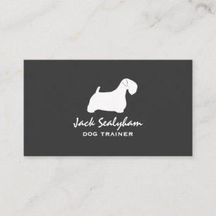 Carte De Visite Sealyham Terrier Chien Silhouette Gris et blanc
