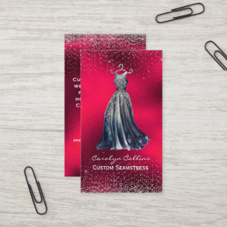 Carte de visite Seamstress élégant rouge opulent