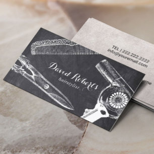 Carte De Visite Sèche-cheveux à ciseaux vintage Liste des cheveux