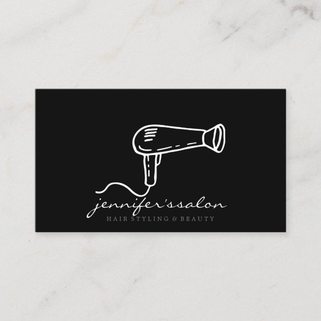 Carte De Visite Sèche-cheveux Coiffeur Logo Simple Mignon (Devant)