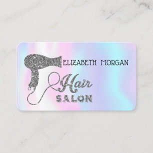 Carte De Visite Sèche-cheveux holographique moderne argent,Salon d