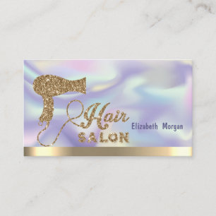 Carte De Visite Sèche-cheveux Pailleté Or Élégant Holographique