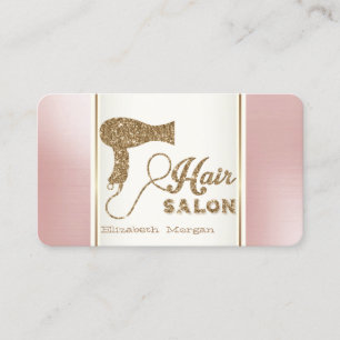 Carte De Visite Sèche-cheveux pailleté or moderne tendance,Salon d