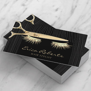 Carte De Visite Sécheur & Fille Coiffeuse Black & Gold Salon