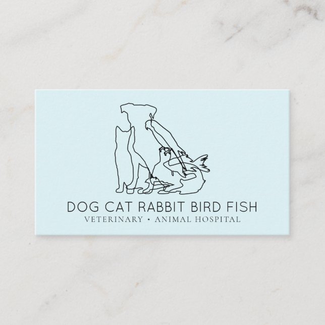 Carte De Visite Secourt bleue Vétérinaire Chien chat poisson lapin (Devant)