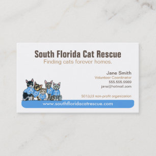 Carte De Visite Secourt de chat sans but lucratif Bleu Tagline