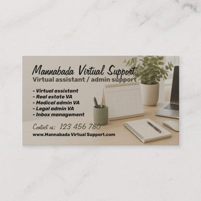 Carte De Visite Secrétaire assistant virtuel à distance (Devant)