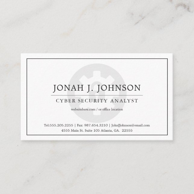Carte De Visite Sécurité de réseau | Style minimal BW (Devant)