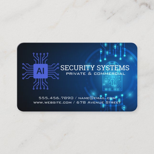 Carte De Visite Sécurité numérique | Agence de protection | Techno (Devant)