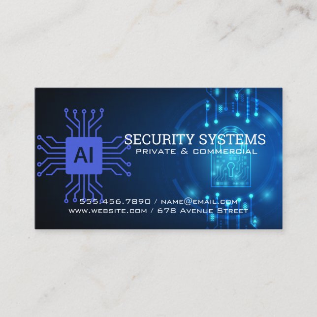 Carte De Visite Sécurité numérique par l'IA | Agence de protection (Devant)