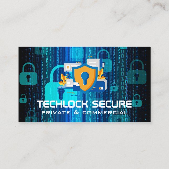 Carte De Visite Security Tech Camera | Padlocks Coding (Devant)