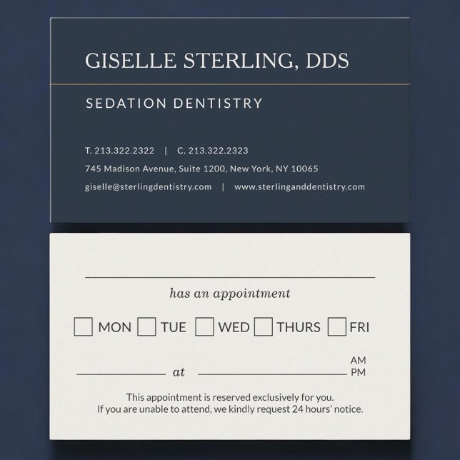 Carte De Visite Sedation Dentistry Office Appointment Reminder (Créateur téléchargé)