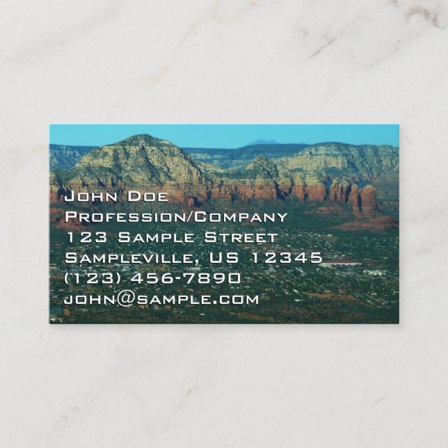 Carte De Visite Sedona et Coffee Pot Rock vus d'en haut (Devant)