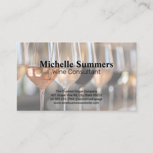 Carte De Visite Sélections de vins à déguster au Bar (Devant)