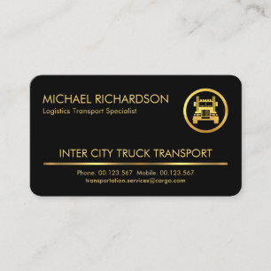 Carte De Visite Semi-camion minimaliste Gold Line