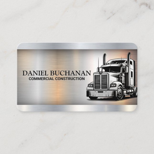 Carte De Visite Semi Truck Transport Driving | Metal (Devant)