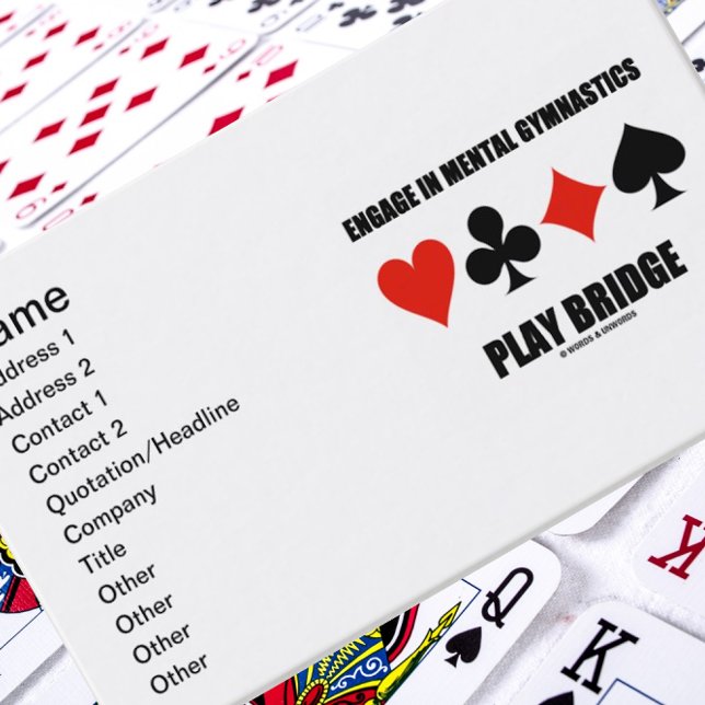 Carte De Visite S'Engager Dans La Gymnastique Mentale Jouer Des Co (Introduce yourself with these customizable business cards for any bridge player or teacher!)