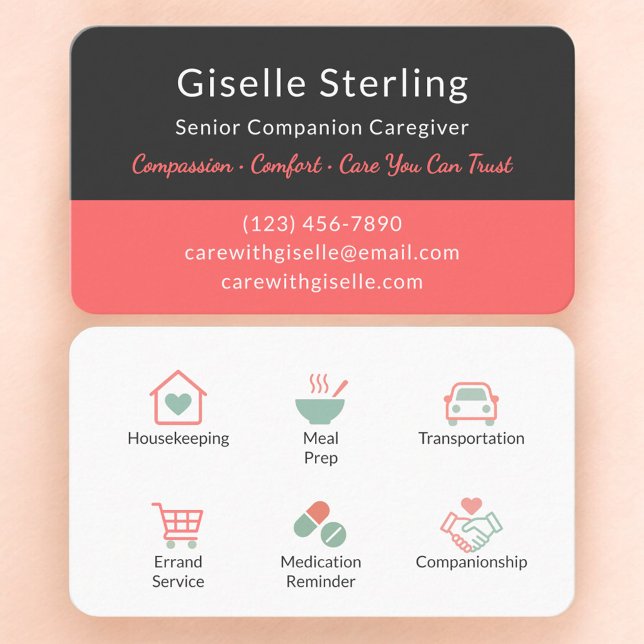 Carte De Visite Senior Companion and Caregiver (Créateur téléchargé)