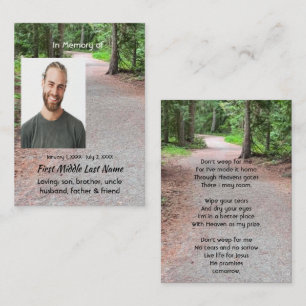 Carte De Visite Sentier de randonnée chrétien Keepsake en forêt