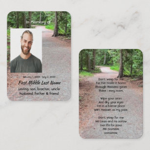 Carte De Visite Sentier de randonnée chrétien Keepsake en forêt