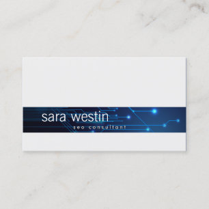 Carte De Visite SEO Consultant Blue Computer Circuits BusinessCard