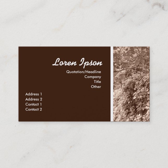 Carte De Visite Sepia Feuilles II (Devant)