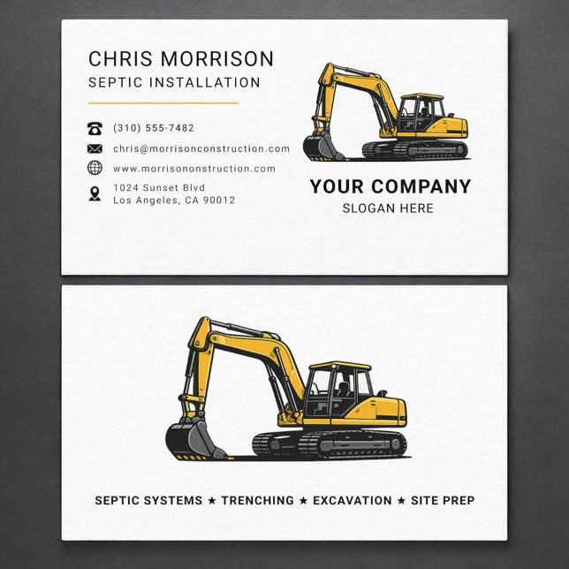 Carte De Visite Septic Installation Excavation Excavator (Créateur téléchargé)