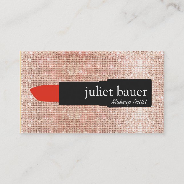 Carte De Visite Séquence d'or rose Maquillage moderne Artiste Lips (Devant)