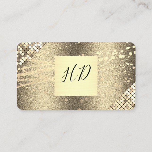 Carte De Visite Séquin et Parties scintillant Executive Gold Spatt (Devant)