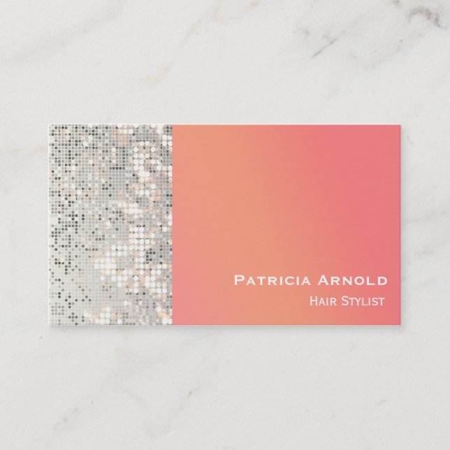 Carte de visite Sequins Glitter Glam Sunset Orange (Devant)