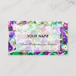 Carte De Visite Sequins scintillants colorés en plusieurs couleurs
