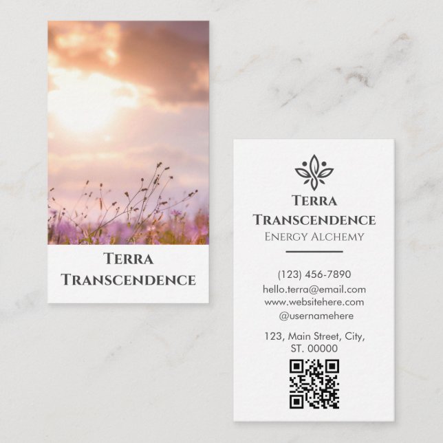 Carte De Visite Serene Beauté esthétique coucher de soleil rose QR (Devant / Derrière)
