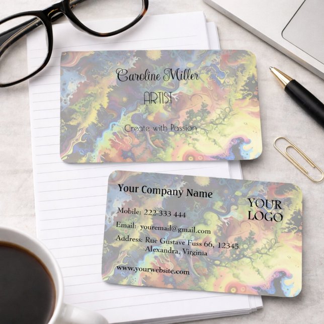 Carte De Visite Sérénité dans les formes Abstraites bleues (Créateur téléchargé)