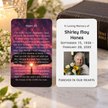 SERENITY Psaume 23 Sunset Memorial Prayer Card