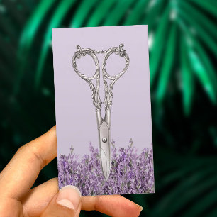 Carte De Visite Série de cheveux Vintage ciseau et fleurs de lava