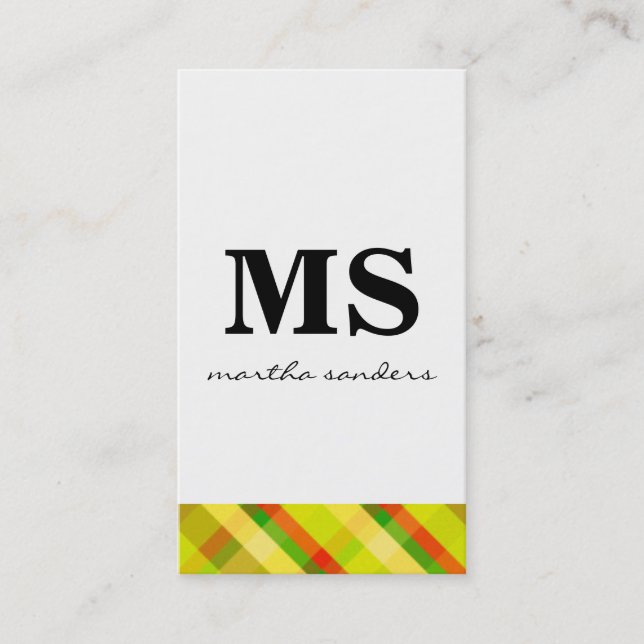 Carte De Visite Serif Monogram Argyle Accent (Devant)