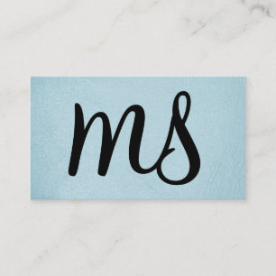 Carte De Visite Serif   Monogram   Bleu Clair