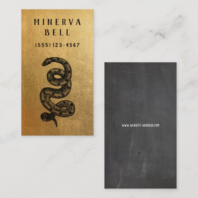 Carte De Visite Serpent Reptile Or (Devant / Derrière)