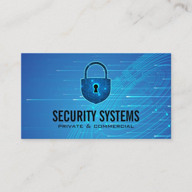 Carte De Visite Serrure Cyber Sécurité | Arrière-plan Tech (Devant)