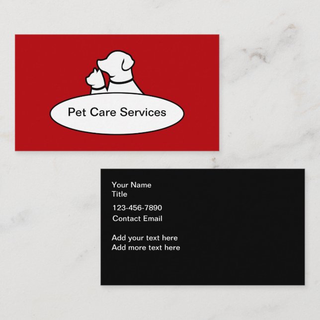 Carte De Visite Service animal de compagnie moderne Chien Chat Car (Devant / Derrière)
