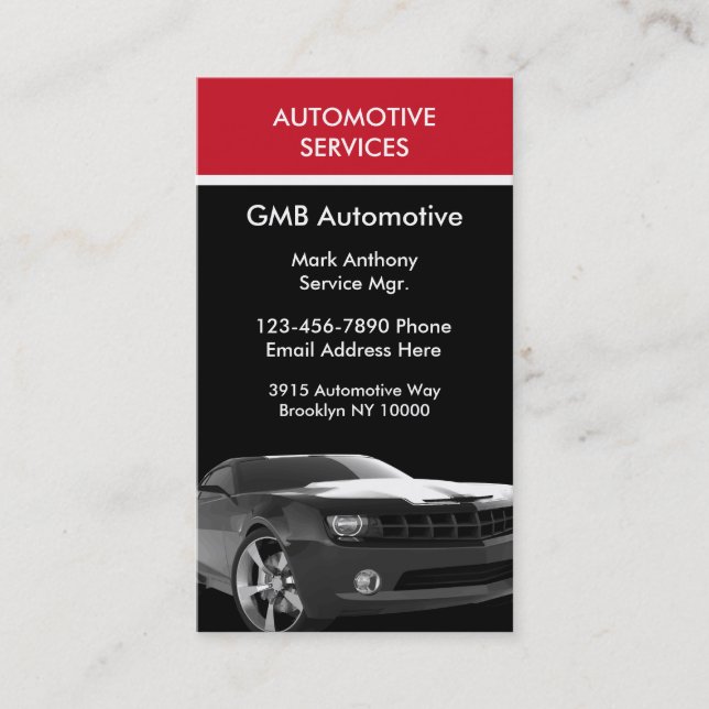 Carte De Visite Service Auto Moderne (Devant)