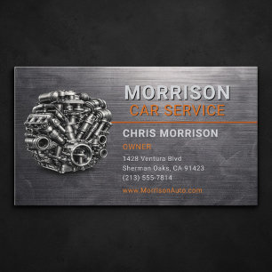 Carte De Visite Service Auto Motor Metallic